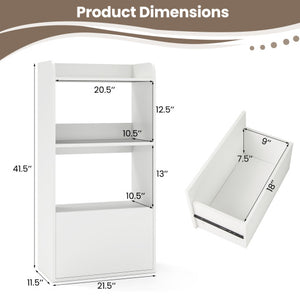 Freestanding Bookshelf with 3-Tier Open Shelf-White