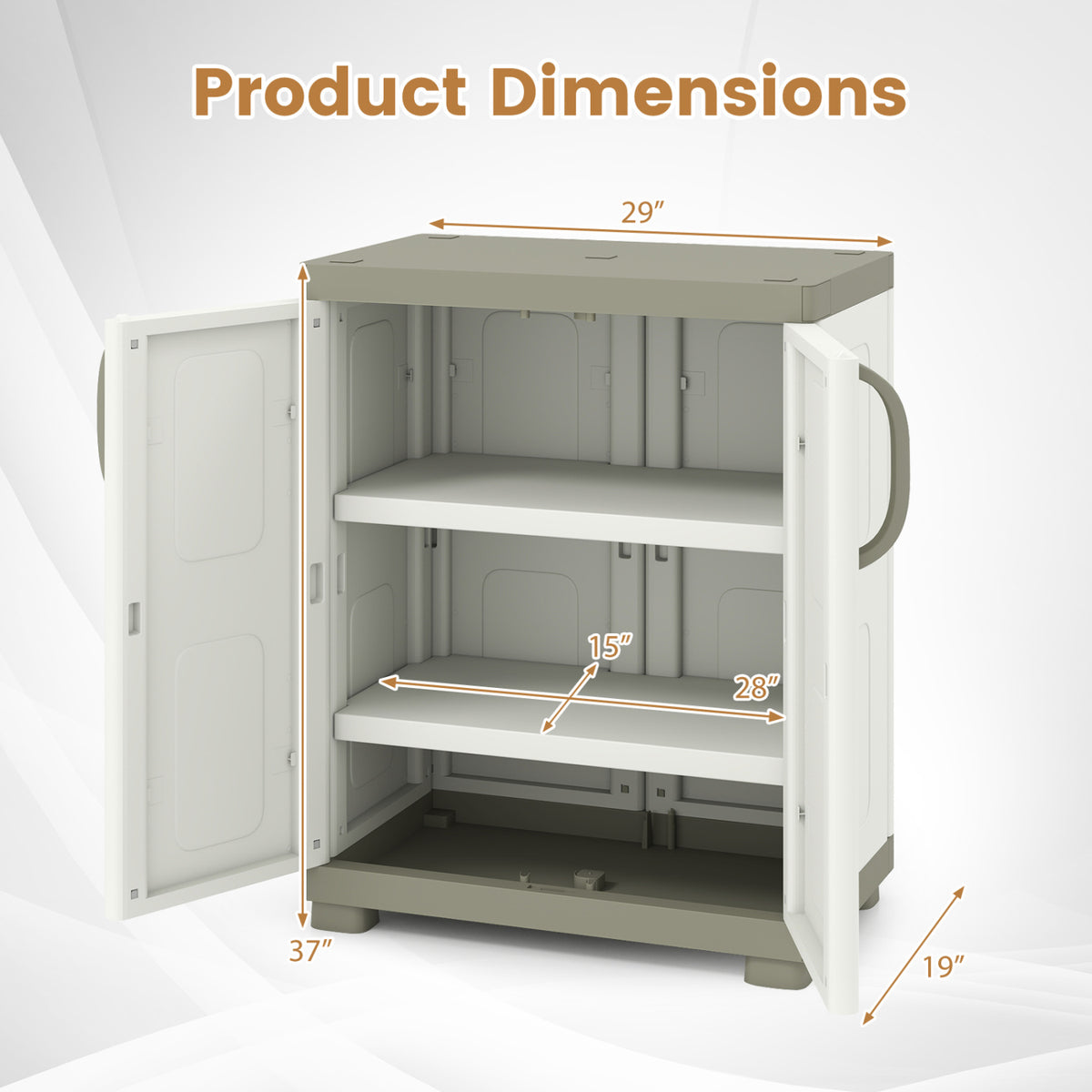 Freestanding Buffet Cabinet Sideboard with 2 Doors and Adjustable Shelves for Kitchen and Garage-Beige