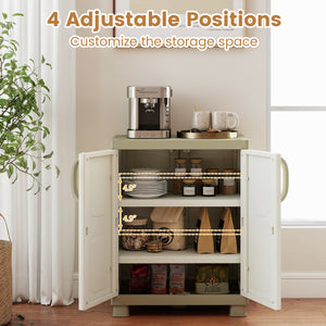 Freestanding Buffet Cabinet Sideboard with 2 Doors and Adjustable Shelves for Kitchen and Garage-Beige
