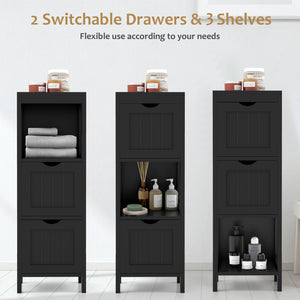 Freestanding Storage Cabinet with 2 Removable Drawers for Bathroom-Black