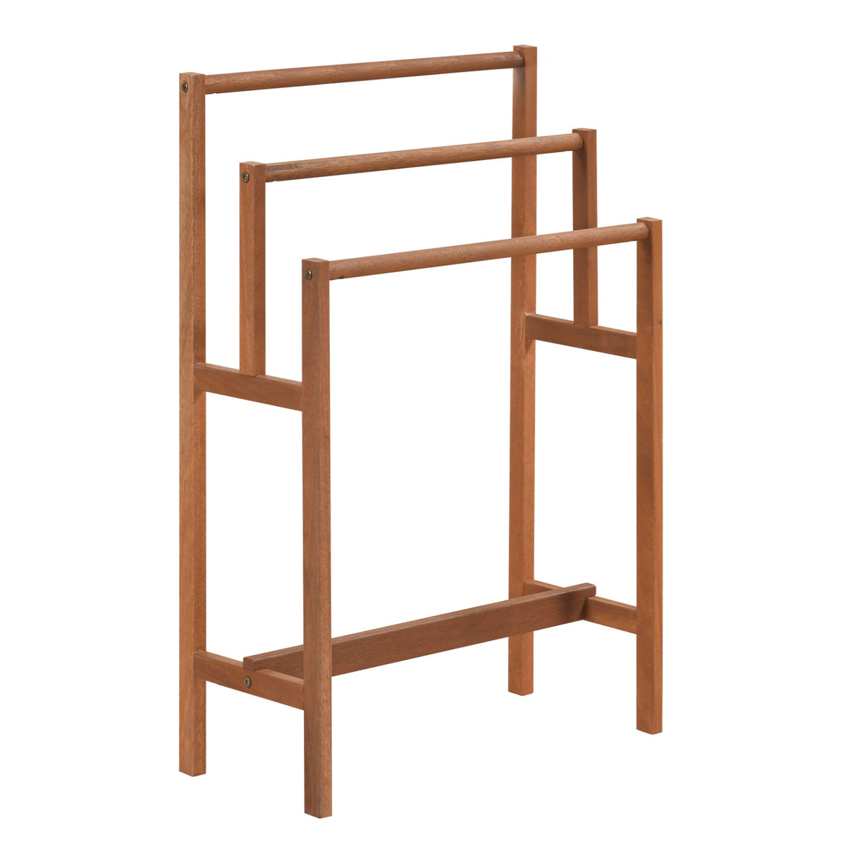 Solid Wood 3-Tier Freestanding Towel Rack with Teak Oil Finish