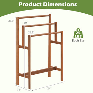 Solid Wood 3-Tier Freestanding Towel Rack with Teak Oil Finish