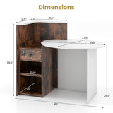 Front Reception Office Desk with Open Shelf and Lockable Drawer-Rustic Brown