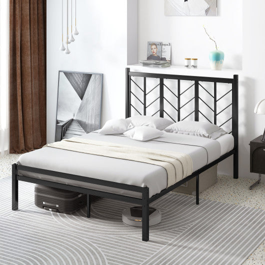Full Size Platform Bed with Headboard and Metal Frame-Full Size