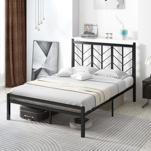 Full Size Platform Bed with Headboard and Metal Frame-Full Size