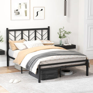 Full Size Platform Bed with Headboard and Metal Frame-Full Size