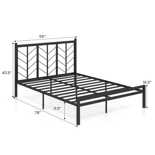Full Size Platform Bed with Headboard and Metal Frame-Full Size