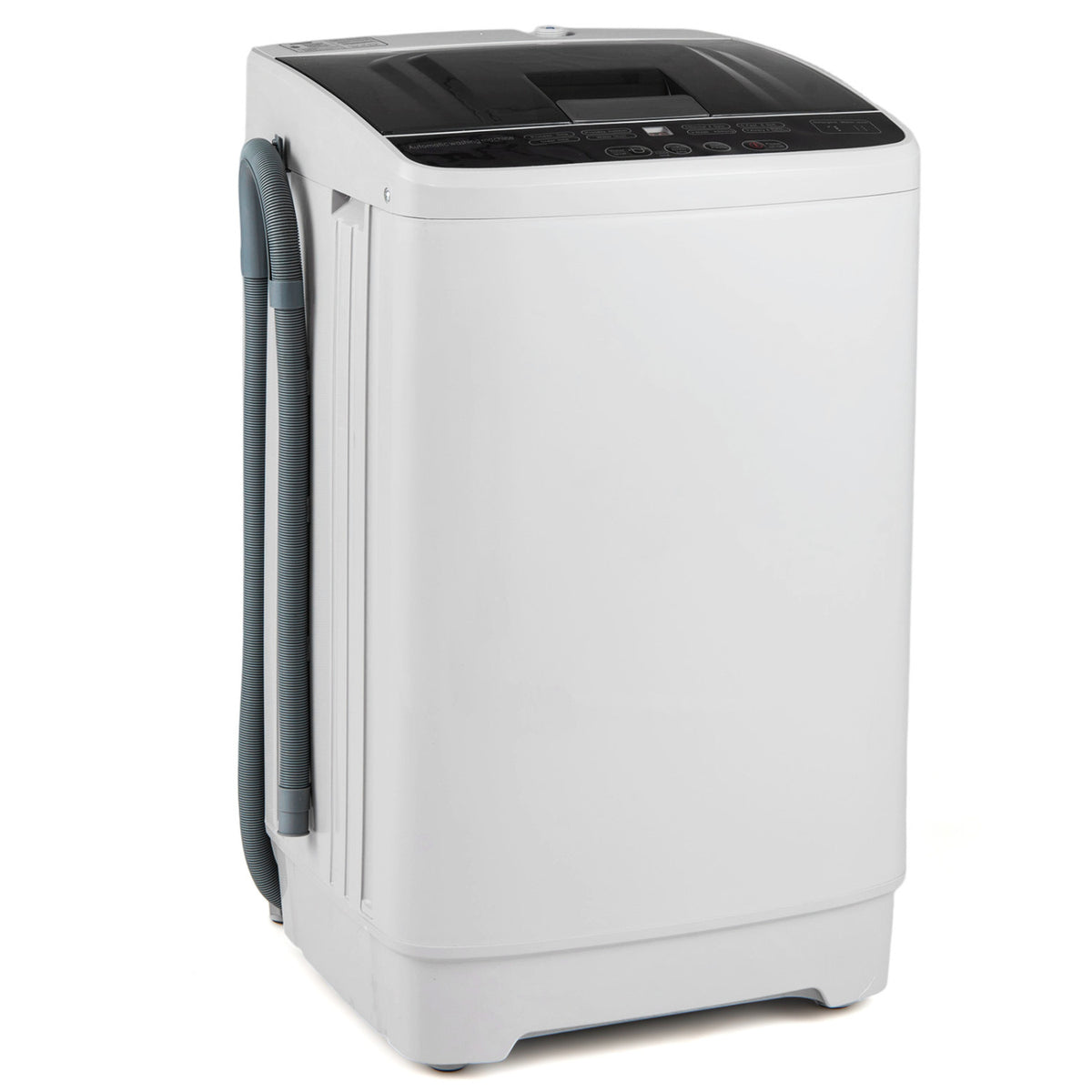 Full Automatic Washing Machine with 8 Preset Programs 6 Water Levels and Built-in Drain Pump-Gray