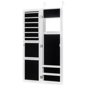 Full Length Mirror Jewelry Cabinet with Ring Slots and Necklace Hooks-Black
