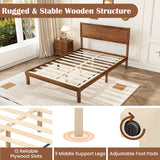 Twin/Full/Queen Size Bed Frame with Headboard and Wooden Slats Support-Full Size