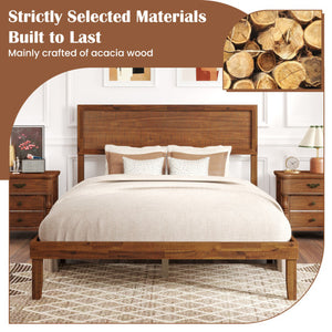 Twin/Full/Queen Size Bed Frame with Headboard and Wooden Slats Support-Full Size