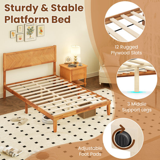 Twin/Full/Queen Size Bed Frame with Headboard and Storage Space-Full Size
