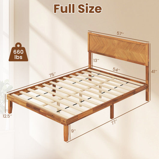 Twin/Full/Queen Size Bed Frame with Headboard and Storage Space-Full Size
