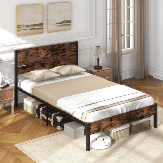 Full/King/Queen/Twin Size Bed Frame with High Headboard and Mute Bar-Full Size