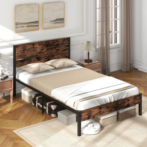 Full/King/Queen/Twin Size Bed Frame with High Headboard and Mute Bar-Full Size