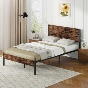 Full/King/Queen/Twin Size Bed Frame with High Headboard and Mute Bar-Full Size