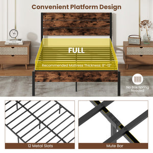 Full/King/Queen/Twin Size Bed Frame with High Headboard and Mute Bar-Full Size