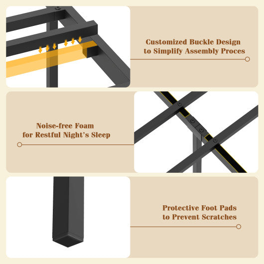 Twin/Full/Queen/King Size Bed Frame with Storage Headboard Industrial Metal Platform Bed-Full Size