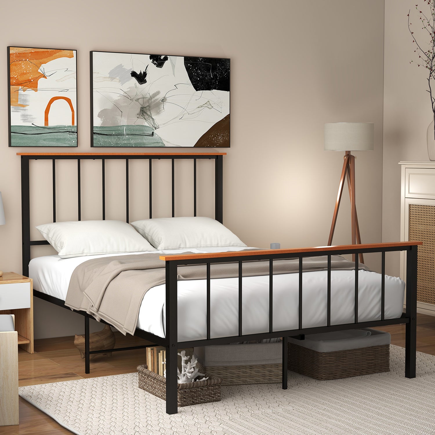 Bed Frame with Headboard and Footboard-Full Size