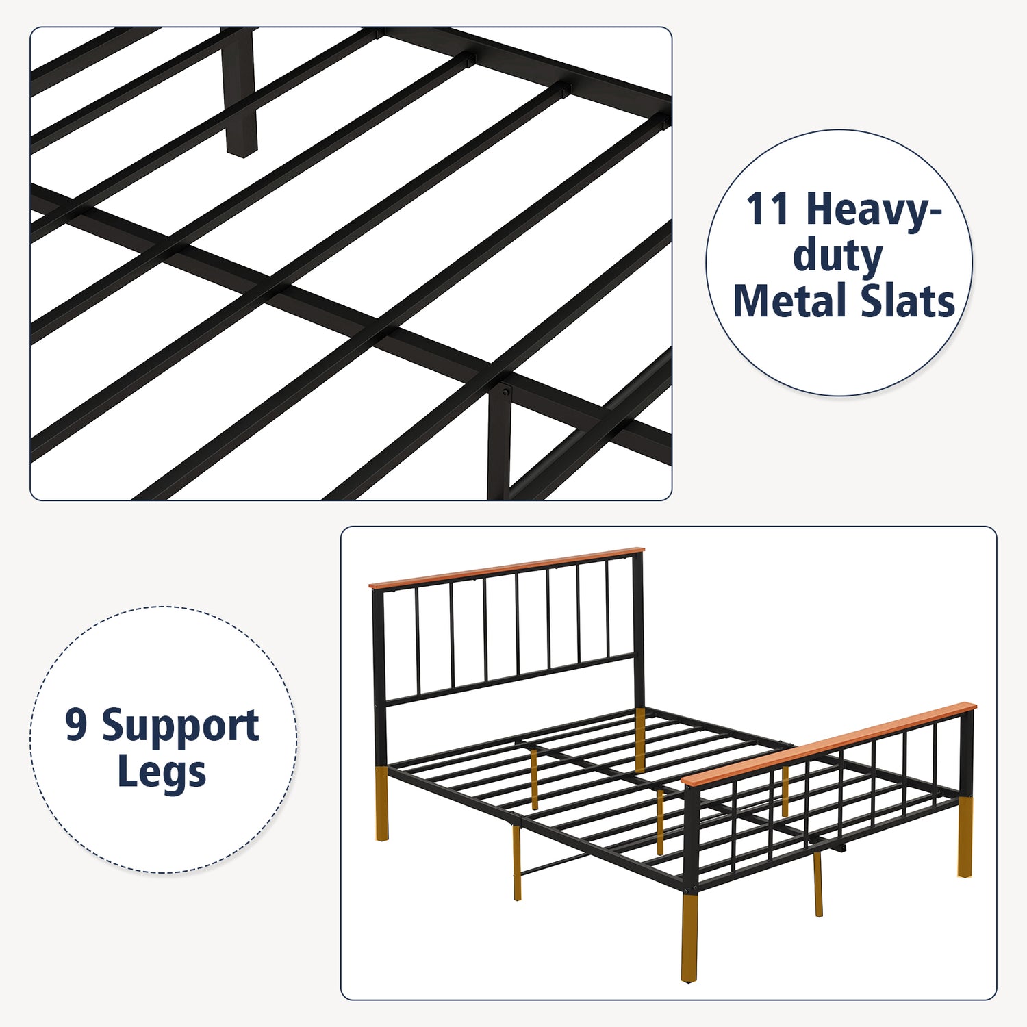 Bed Frame with Headboard and Footboard-Full Size
