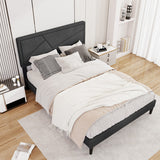 Twin/Full/Queen Size Upholstered Platform Bed Frame with High Headboard-Full Size