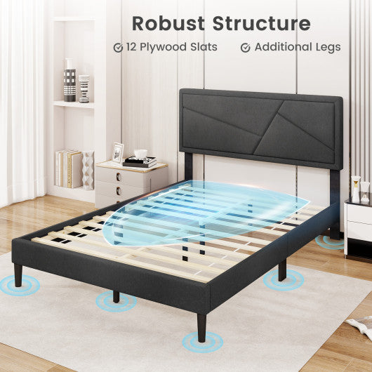 Twin/Full/Queen Size Upholstered Platform Bed Frame with High Headboard-Full Size