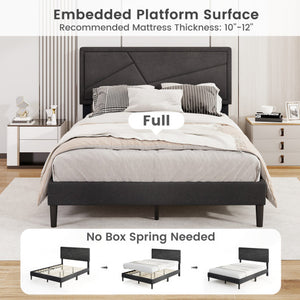 Twin/Full/Queen Size Upholstered Platform Bed Frame with High Headboard-Full Size