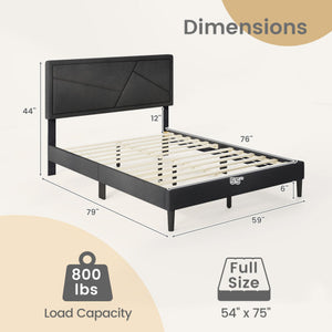 Twin/Full/Queen Size Upholstered Platform Bed Frame with High Headboard-Full Size