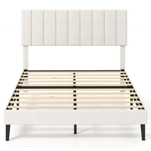 Full Size Velvet Upholstered Platform Bed Frame