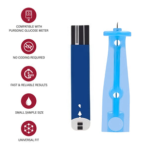 Pursonic Blood Glucose Test Strips Refill Kit – 50 Test Strips + 50 Sterile Lancets by Pursonic
