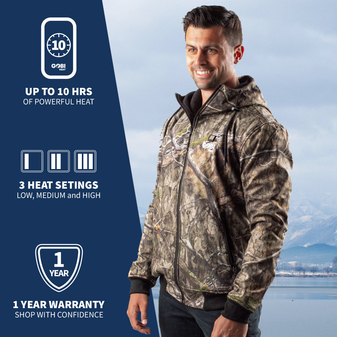 Shadow Heated Hunting Hoodie - Mossy Oak® Camo by Gobi Heat