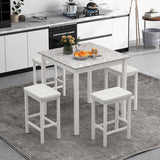 5-Piece Bar Table Set Counter-Height Dining Table and 4 Bar Stools-White