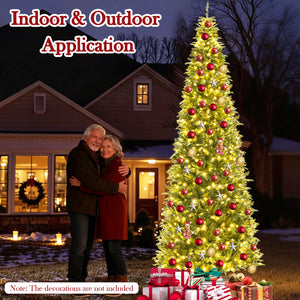 12 Feet Tall Prelit Hinged Artificial Christmas Tree with 2517 PVC PE Branch Tips