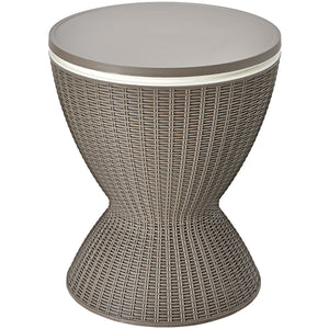 3 in 1 8 Gallon Patio Rattan Cooler Bar Table with Adjust Ice Bucket-Black