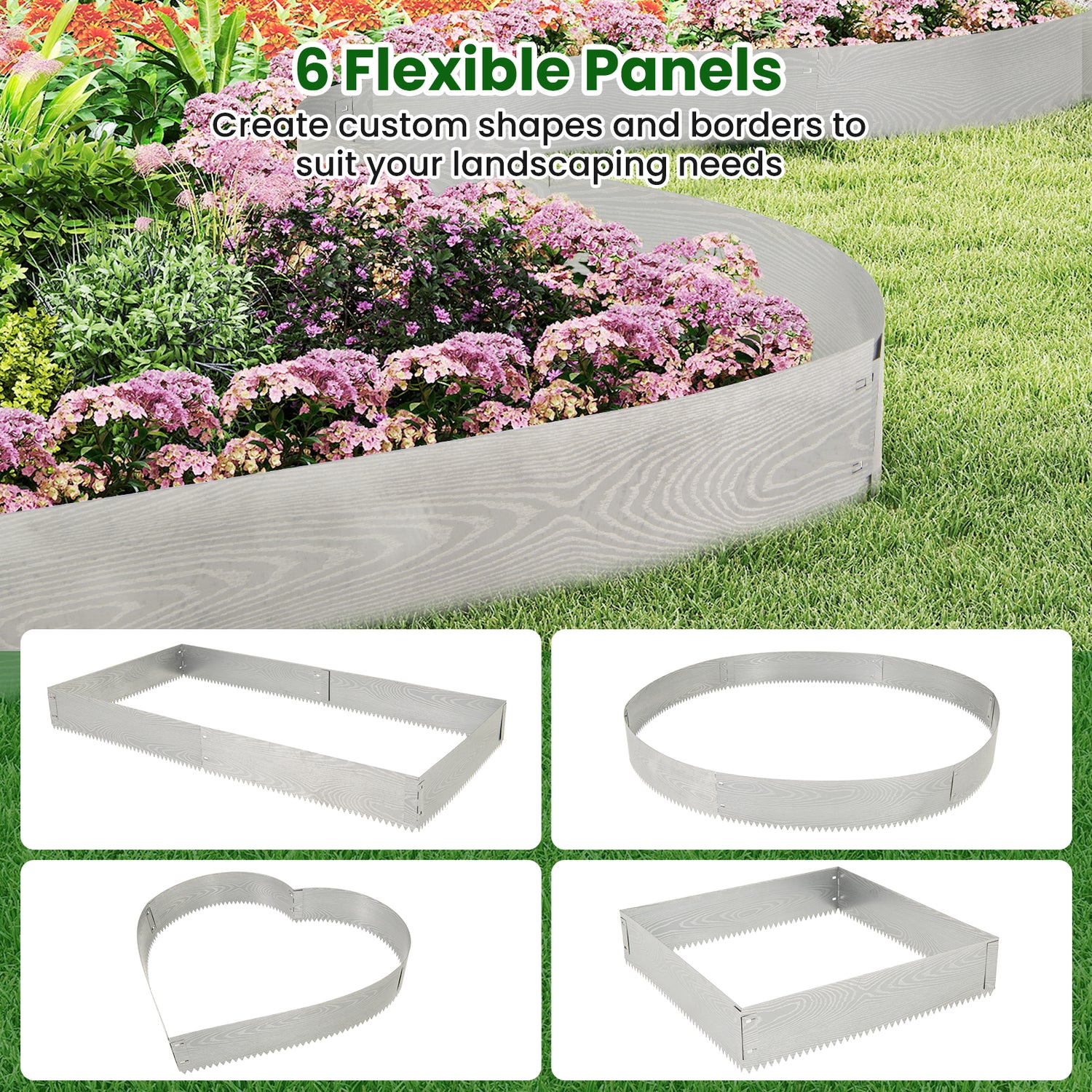 6-Pack 20 FT Galvanized Metal Landscape Edging for Lawnï¼ˆPatentedï¼‰