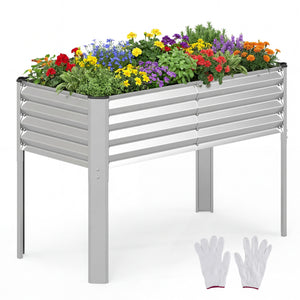 Galvanized Raised Garden Bed with Legs 46" x 24" x 31" Metal Elevated Planter Box-Silver