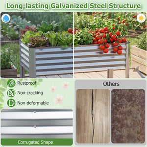 Galvanized Raised Garden Bed with Legs 46" x 24" x 31" Metal Elevated Planter Box-Silver