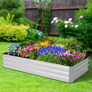 6 x 3 x 3 Feet Galvanized Raised Garden Bed with Greenhouse-Green