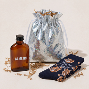 Game On Motivational Gift Set | Mini Flask & Knock 'Em Dead Socks in Gift Bag | Ready to Gift!