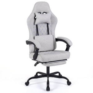 Gaming Chair Height Adjustable Computer Chair with Headrest Video Game Chair-Gray