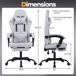 Gaming Chair Height Adjustable Computer Chair with Headrest Video Game Chair-Gray
