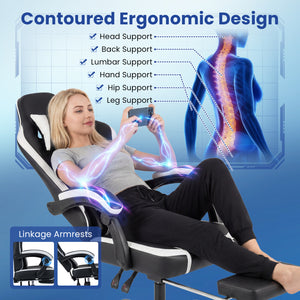 Gaming Chair Height Adjustable Computer Chair with Headrest Ergonomic Office Task Chair-Black