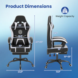 Gaming Chair Height Adjustable Computer Chair with Headrest Ergonomic Office Task Chair-Black