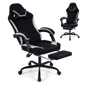 Gaming Chair Height Adjustable Computer Chair with Headrest Footrest & 360 ° Swivel Seat-Black