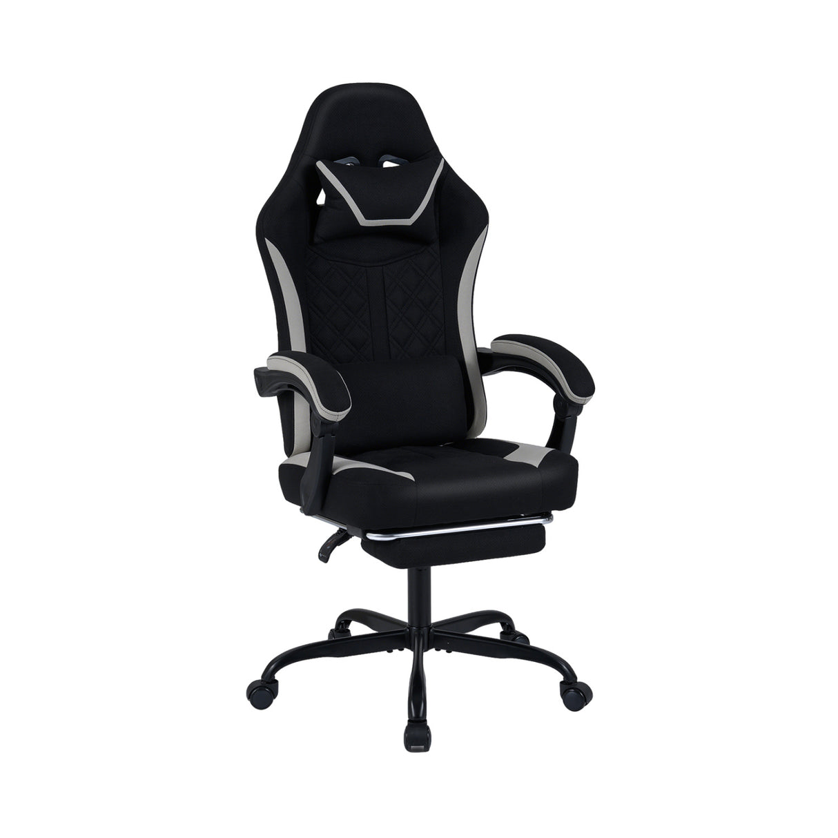 Gaming Chair Height Adjustable Computer Chair with Headrest Footrest & 360 ° Swivel Seat-Black