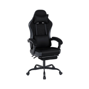 Gaming Chair Height Adjustable Computer Chair with Headrest Lumbar Support Linkage Armrests-Black