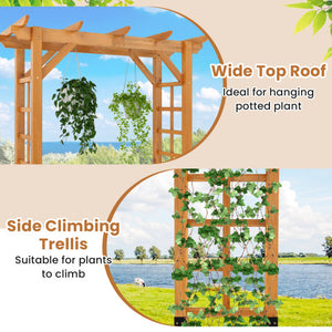 7/7.5 Feet Garden Arch Wooden Arbor Outdoor Wood Trellis for Climbing Plants-7 FT