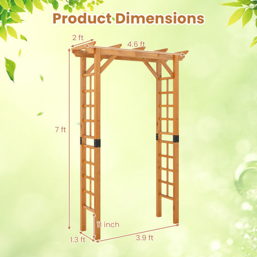 7/7.5 Feet Garden Arch Wooden Arbor Outdoor Wood Trellis for Climbing Plants-7 FT