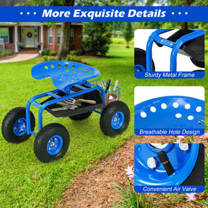 Garden Cart with Heavy Duty Tool Tray-Blue