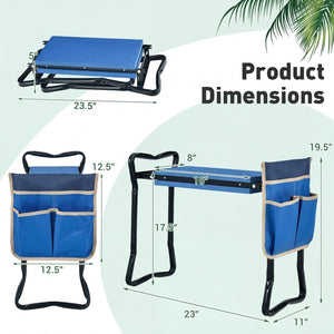 Garden Kneeler and Seat Folding Sturdy Gardening Stool-Blue